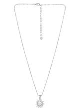 Peora Floral CZ Necklace Set - Silver