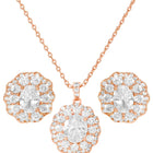Peora Halo CZ Necklace Set - Rose Gold
