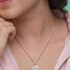 Peora Halo CZ Necklace Set - Rose Gold
