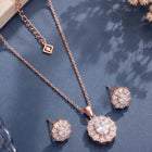 Peora Halo CZ Necklace Set - Rose Gold