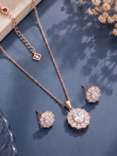 Peora Halo CZ Necklace Set - Rose Gold