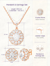 Peora Halo CZ Necklace Set - Rose Gold