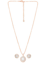 Peora Halo CZ Necklace Set - Rose Gold