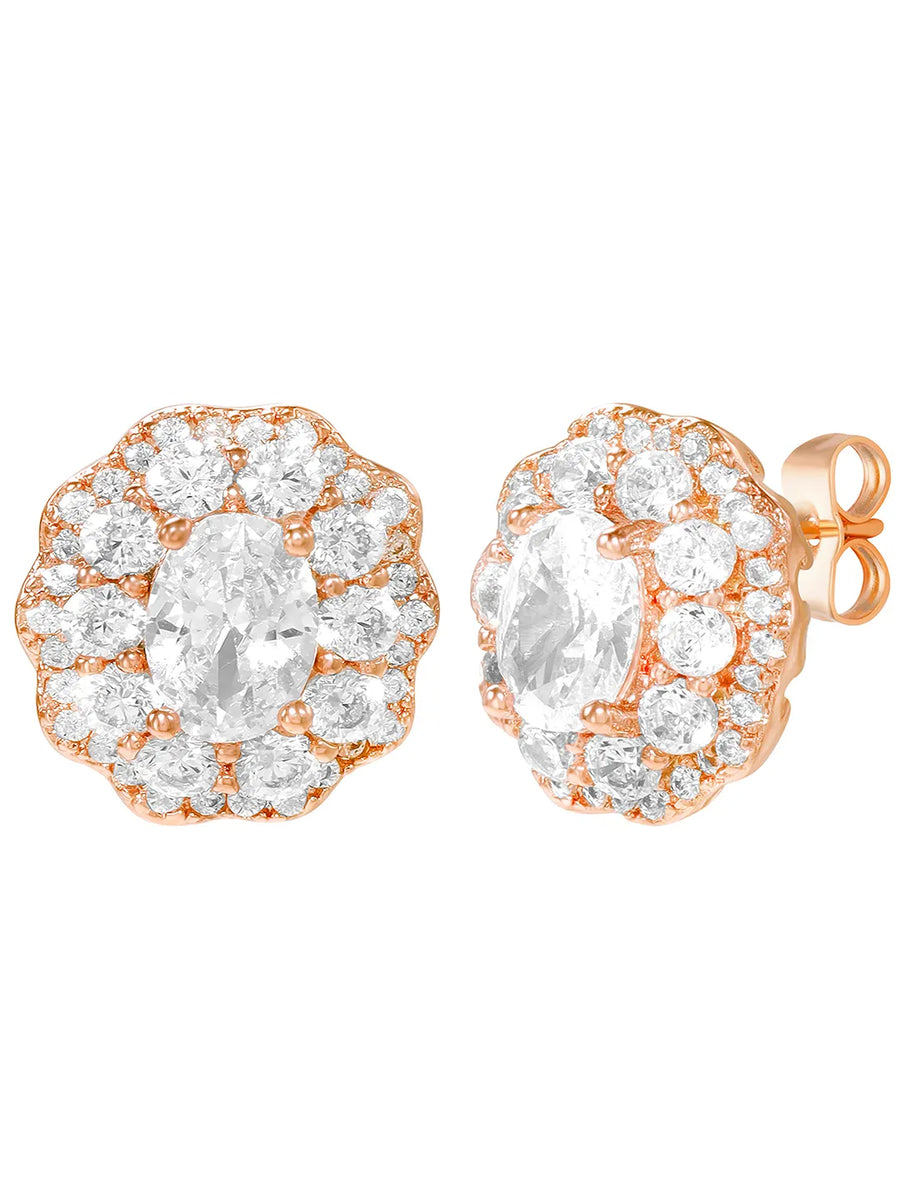 Peora Halo CZ Necklace Set - Rose Gold