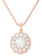 Peora Halo CZ Necklace Set - Rose Gold