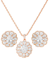 Peora Halo CZ Necklace Set - Rose Gold