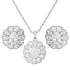 Peora Halo CZ Necklace Set - Silver