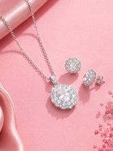 Peora Halo CZ Necklace Set - Silver