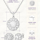 Peora Halo CZ Necklace Set - Silver