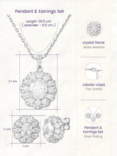 Peora Halo CZ Necklace Set - Silver