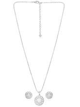 Peora Halo CZ Necklace Set - Silver