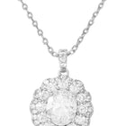 Peora Halo CZ Necklace Set - Silver