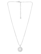 Peora Halo CZ Necklace Set - Silver