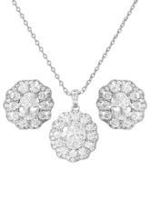 Peora Halo CZ Necklace Set - Silver