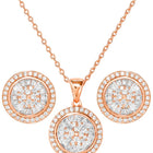 Peora Floral Pendant Necklace Set - Rose Gold