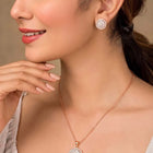 Peora Floral Pendant Necklace Set - Rose Gold