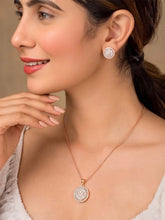 Peora Floral Pendant Necklace Set - Rose Gold