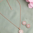 Peora Floral Pendant Necklace Set - Rose Gold