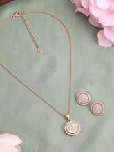 Peora Floral Pendant Necklace Set - Rose Gold