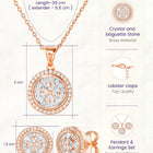 Peora Floral Pendant Necklace Set - Rose Gold