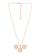 Peora Floral Pendant Necklace Set - Rose Gold