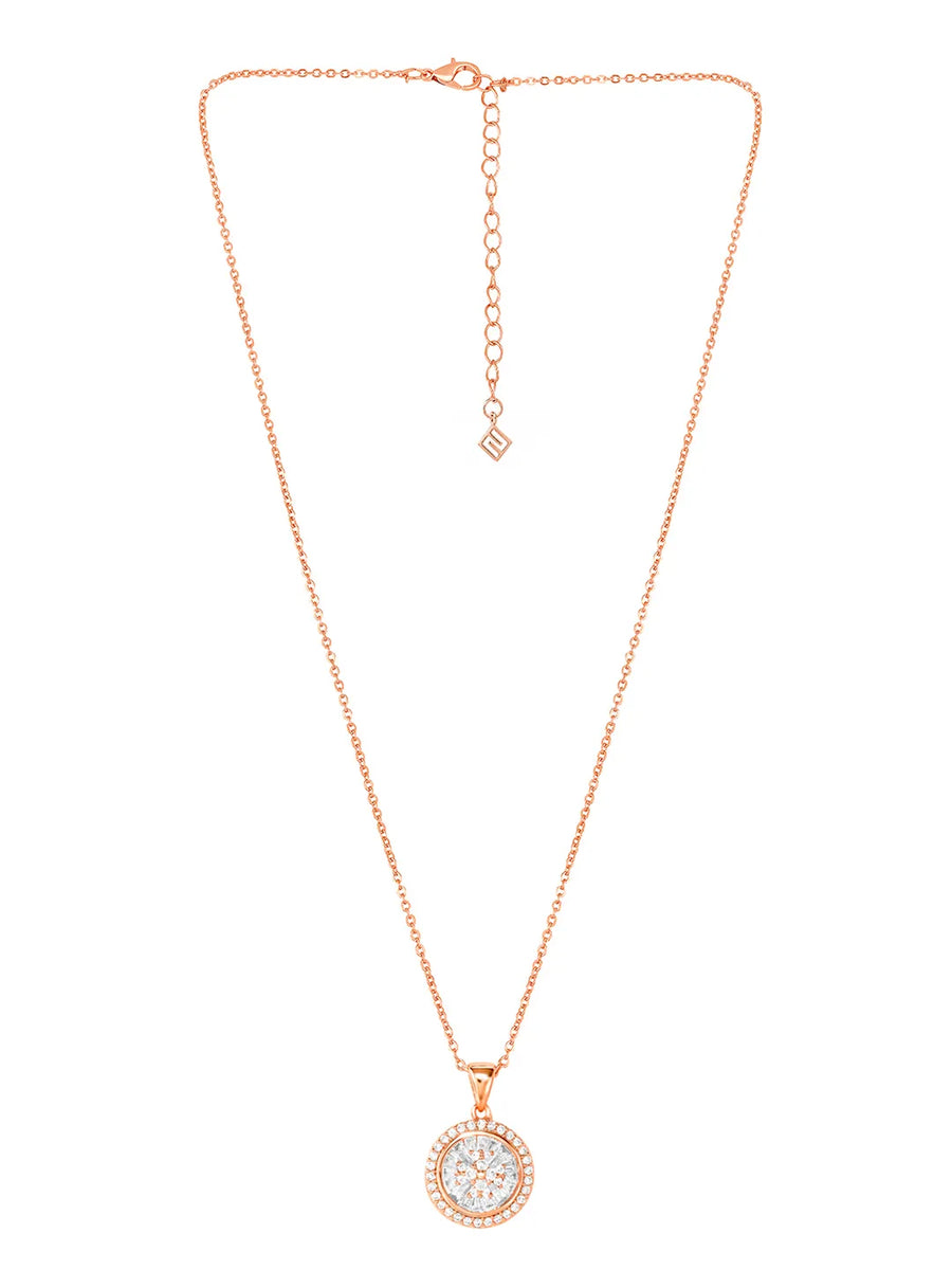 Peora Floral Pendant Necklace Set - Rose Gold