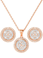 Peora Floral Pendant Necklace Set - Rose Gold