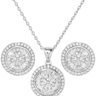 Peora Floral Pendant Necklace Set - Silver