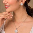 Peora Floral Pendant Necklace Set - Silver