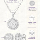 Peora Floral Pendant Necklace Set - Silver