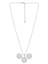 Peora Floral Pendant Necklace Set - Silver