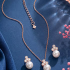 Peora Pearl Pendant Necklace Set - Rose Gold