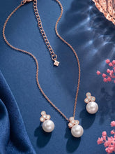 Peora Pearl Pendant Necklace Set - Rose Gold