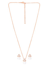 Peora Pearl Pendant Necklace Set - Rose Gold