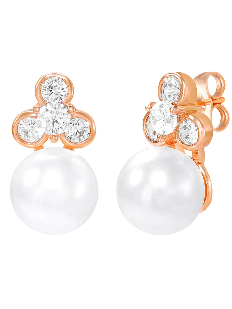 Peora Pearl Pendant Necklace Set - Rose Gold