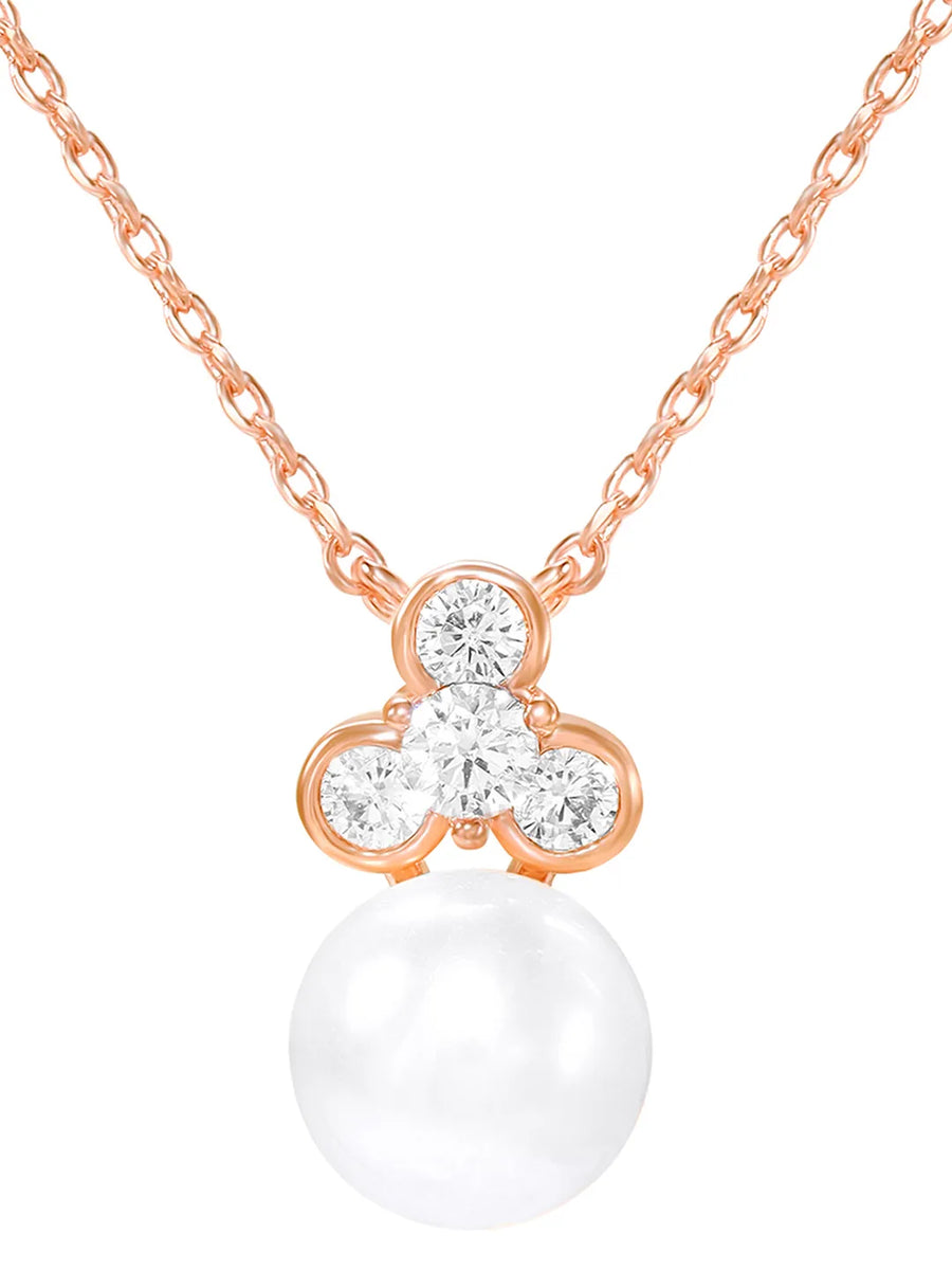Peora Pearl Pendant Necklace Set - Rose Gold