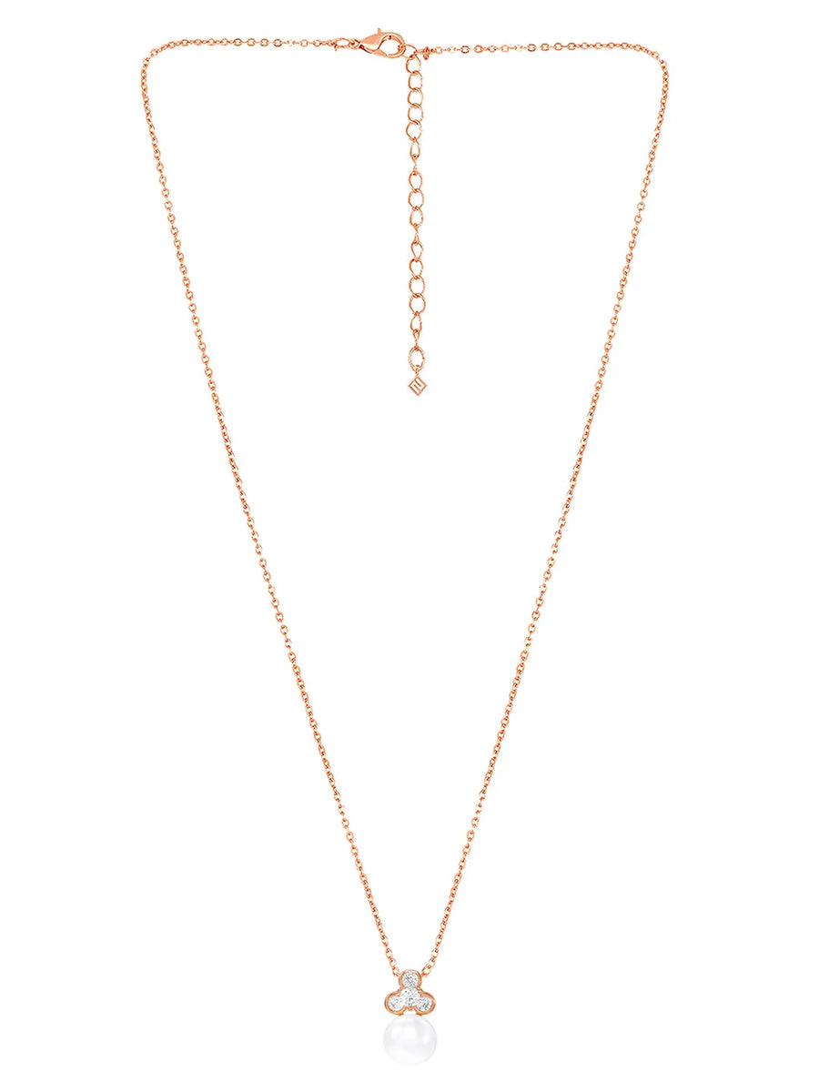 Peora Pearl Pendant Necklace Set - Rose Gold