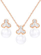 Peora Pearl Pendant Necklace Set - Rose Gold