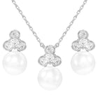 Peora Pearl Pendant Necklace Set - Silver