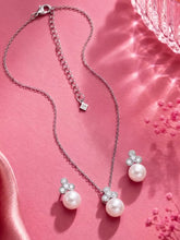 Peora Pearl Pendant Necklace Set - Silver