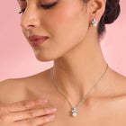 Peora Pearl Pendant Necklace Set - Silver