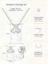 Peora Pearl Pendant Necklace Set - Silver