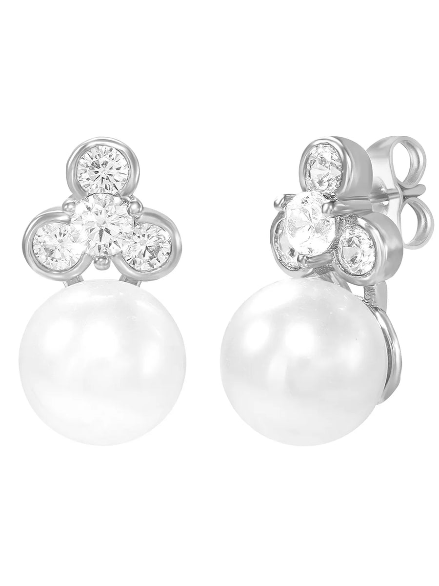 Peora Pearl Pendant Necklace Set - Silver