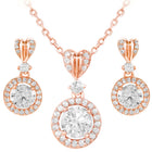 Peora Classic CZ Necklace Set - Rose Gold