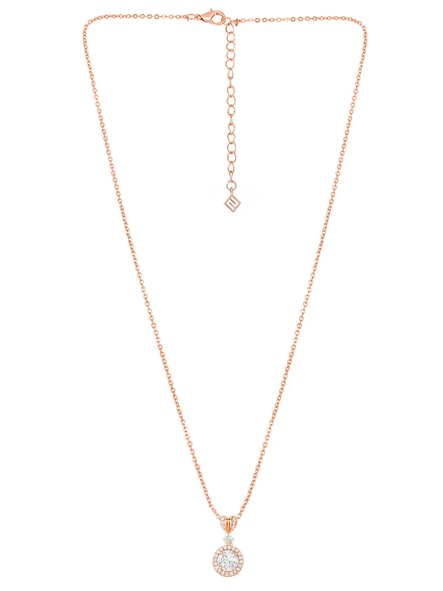 Peora Classic CZ Necklace Set - Rose Gold