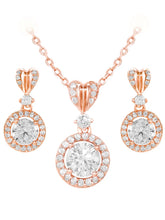 Peora Classic CZ Necklace Set - Rose Gold