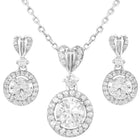 Peora Classic CZ Necklace Set - Silver
