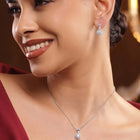 Peora Classic CZ Necklace Set - Silver