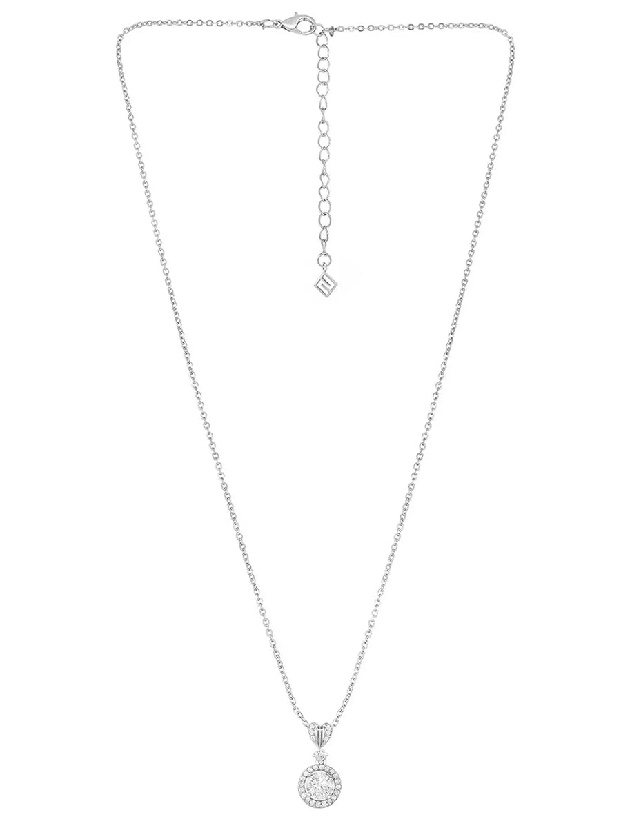 Peora Classic CZ Necklace Set - Silver