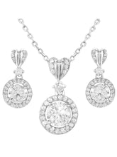 Peora Classic CZ Necklace Set - Silver